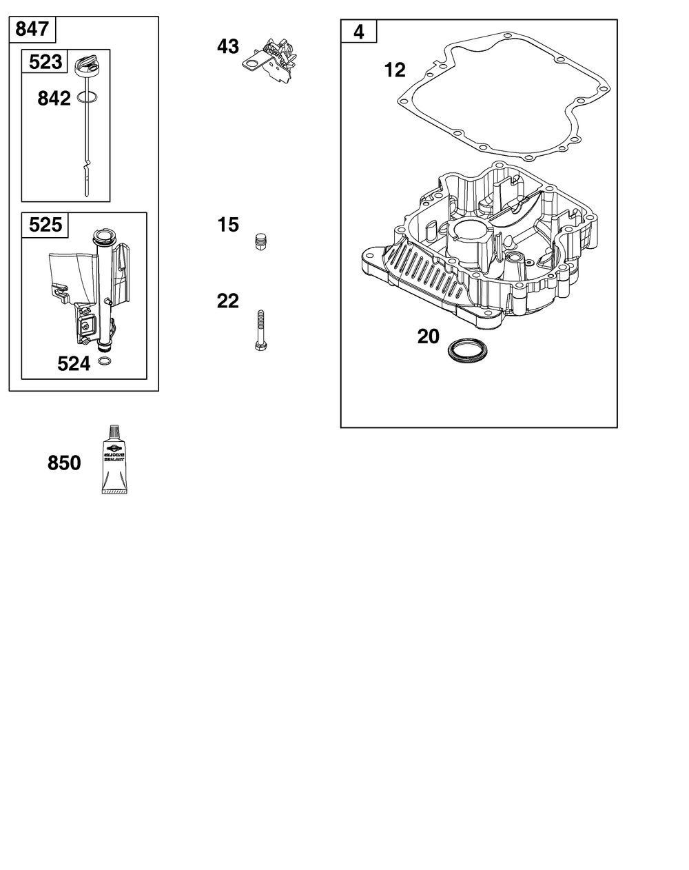 Crankcase Cover/Sump And Lubrication Group Diagram and Parts List for 31R707-0056-G1 200000 - 399999 Briggs and Stratton Engine